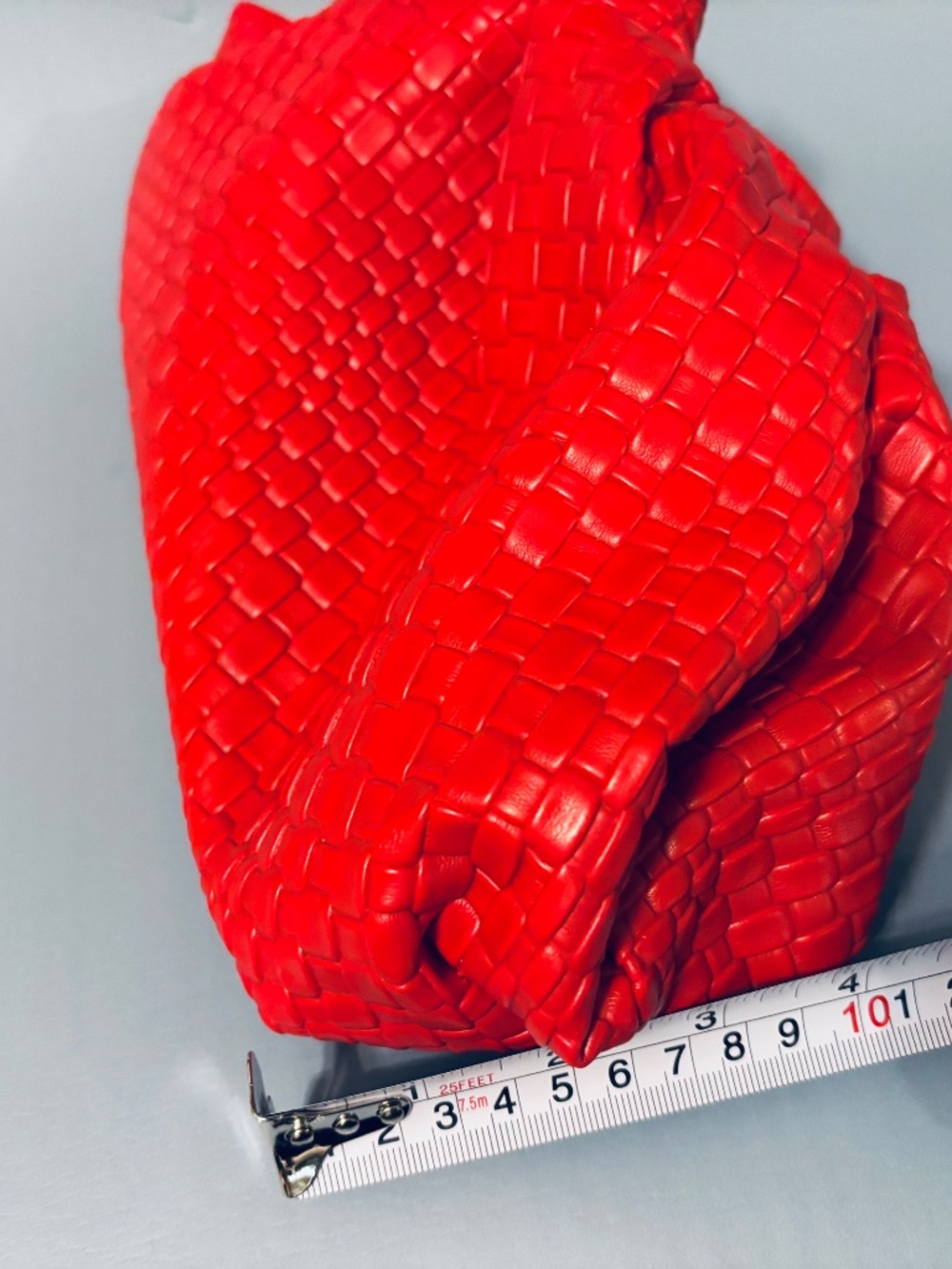 Woven Red Faux Leather Clutch With Snap Closure - Picture 8 of 8